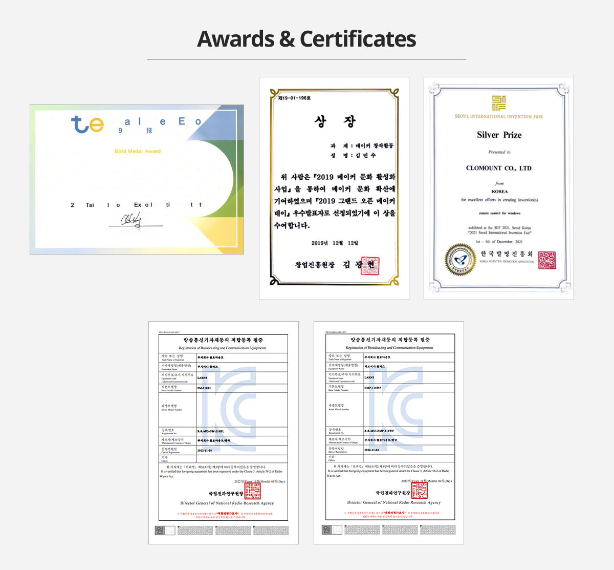 Awards & Certificates